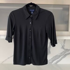 Ann Taylor 3/4 sleeve Black button down XS